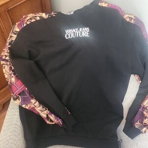 Versace Jeans Couture Black Sweater with Gold and Purple Accents